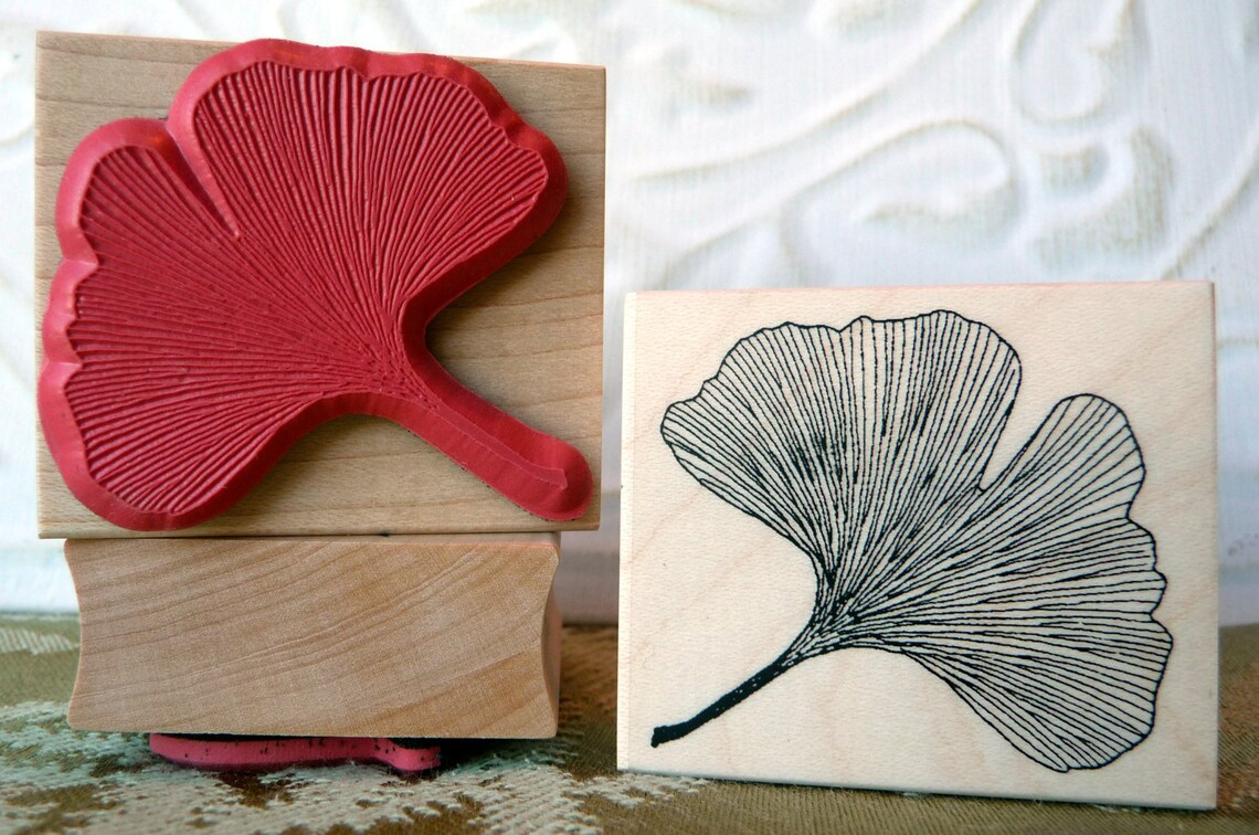 Ginkgo Leaf Rubber Stamp From Oldislandstamps Etsy Australia