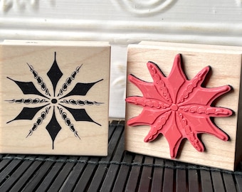 Retro Snowflake rubber stamp from oldislandstamps