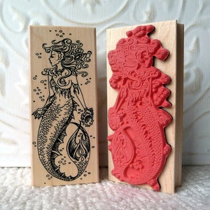 Mermaid rubber stamp from oldislandstamps