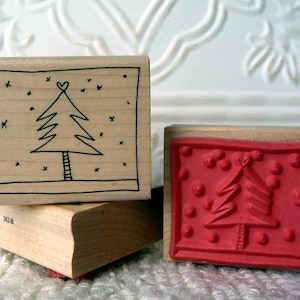 Framed Christmas Tree rubber stamp from oldislandstamps