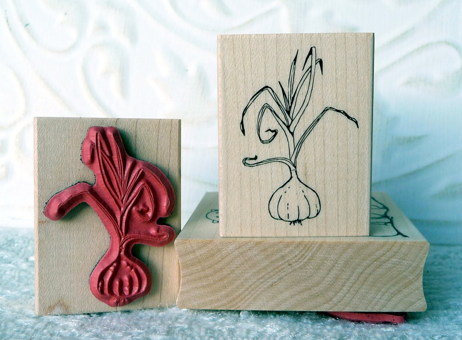 Organic Garlic rubber stamp from oldislandstamps