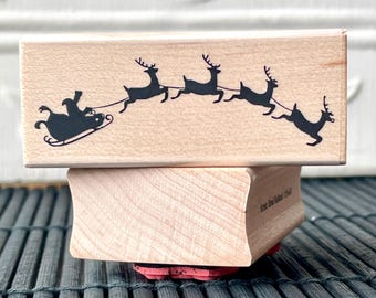 Silhouette Santa Sleigh rubber stamp from oldislandstamps
