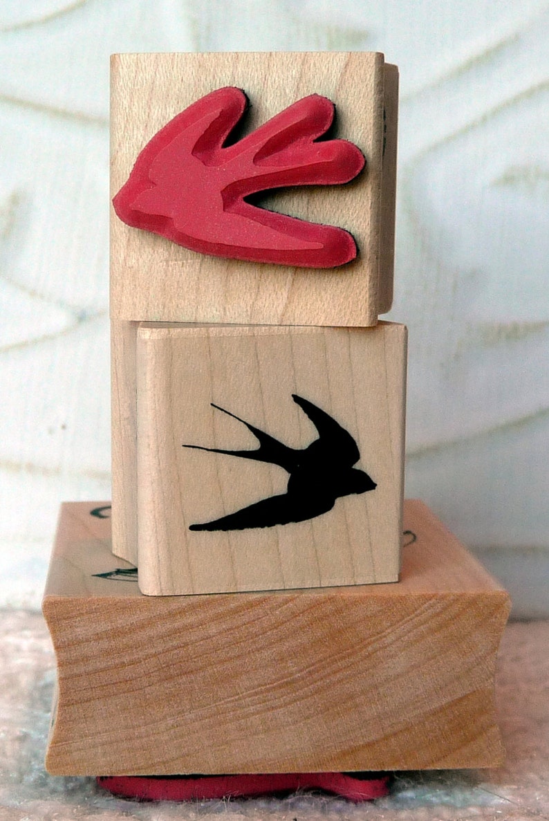 Swallow Silhouette bird rubber stamp from oldislandstamps