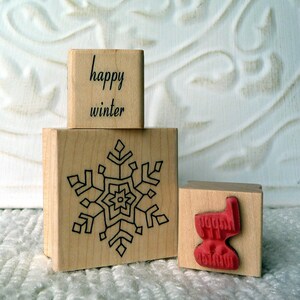 Feliz invierno texto sello de goma de oldislandstamps