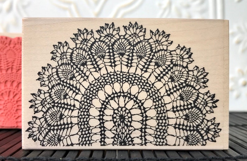 Pineapple peacock crochet design rubber stamp from oldislandstamps