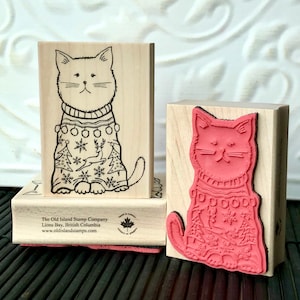 Grumpy Christmas Cat rubber stamp from oldislandstamps