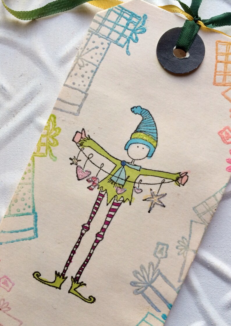 Em's Elf Christmas rubber stamp from oldislandstamps | Etsy