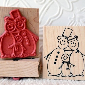 Sello de goma "Familia de muñecos de nieve" de oldislandstamps