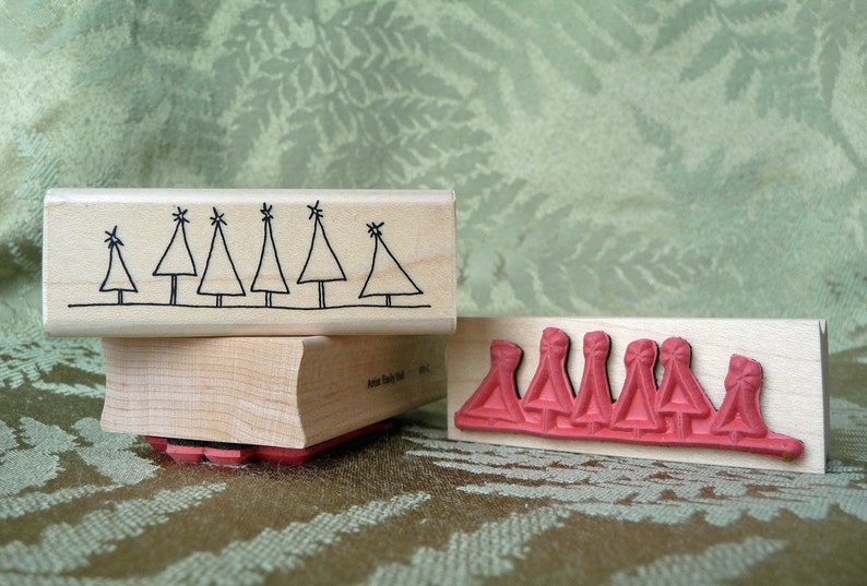 Christmas Tree border rubber stamp from oldislandstamps