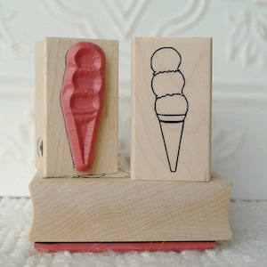 3 Scoops Ice Cream cone rubber stamp from oldislandstamps