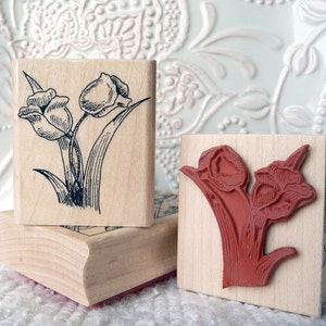 Tulips flower rubber stamp from oldislandstamps