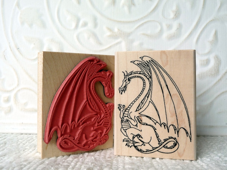 Large Dragon Rubber Stamp From Oldislandstamps - Etsy