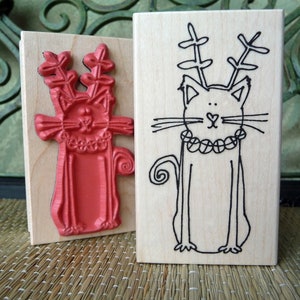 Tampon en caoutchouc de chat de Noël d'oldislandstamps