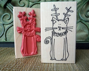 Christmas Cat rubber stamp from oldislandstamps