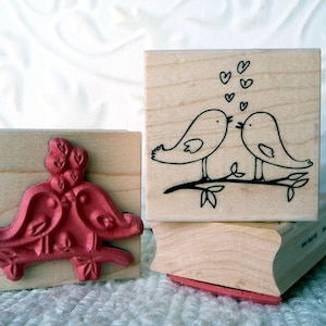 Timbro in gomma "Due piccoli piccioncini" di oldislandstamps