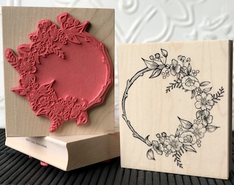 Floral Wreath rubber stamp from oldislandstamps