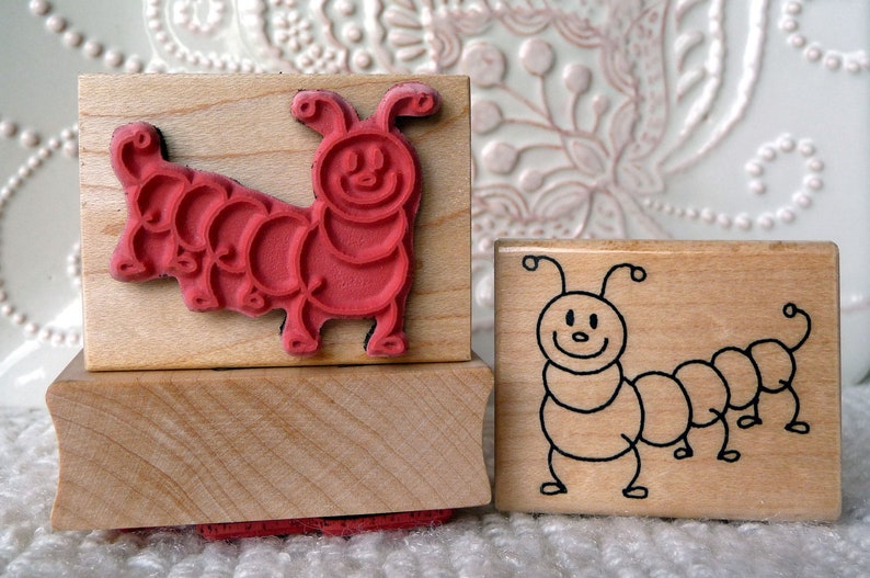 Caterpillar Kids rubber stamp from oldislandstamps image 1