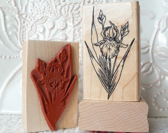 Iris Flower rubber stamp from oldislandstamps