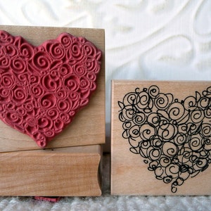 Rosette Heart rubber stamp from oldislandstamps image 1