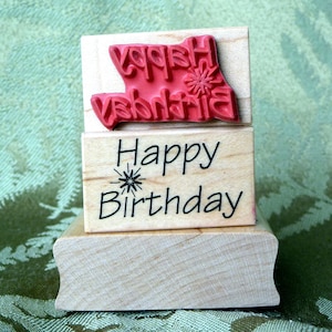 Joyeux anniversaire avec un tampon en caoutchouc Sparkler de oldislandstamps