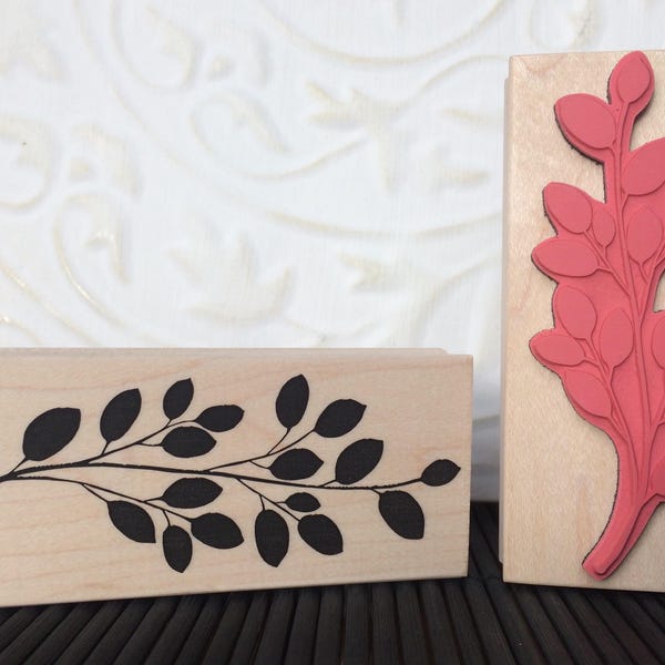 Silhouette leafy branch rubber stamp from oldislandstamps