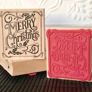 Merry Christmas chalk board rubber stamp from oldislandstamps