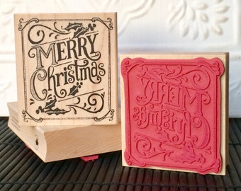 Merry Christmas chalk board rubber stamp from oldislandstamps