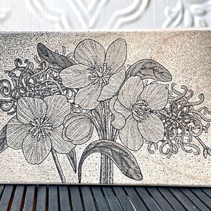 Floral NYC Subway mosaic rubber stamp from oldislandstamps image 1