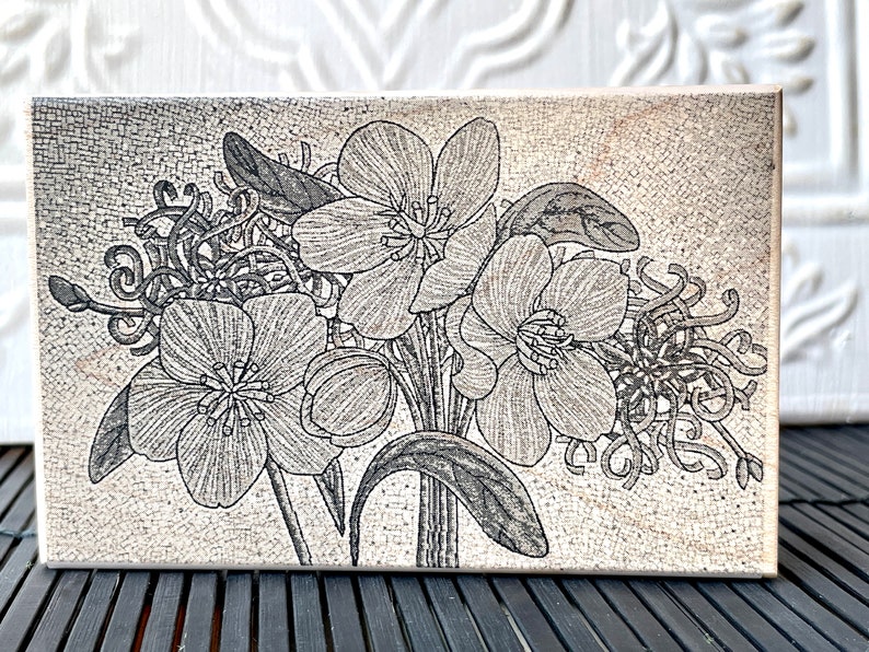 Floral NYC Subway mosaic rubber stamp from oldislandstamps image 1