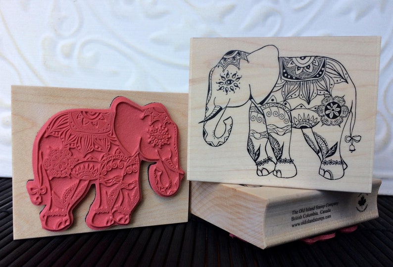 Jaipur Elephant rubber stamp from oldislandstamps Etsy