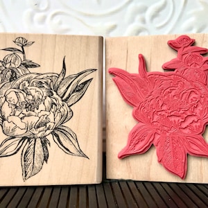 Peony flower rubber stamp from oldislandstamps
