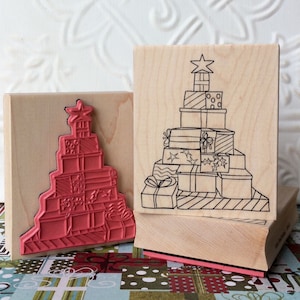 Gifts O&#39;Plenty Christmas tree rubber stamp from oldislandstamps