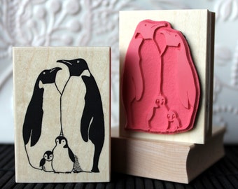 Penguin Family rubber stamp from oldislandstamps