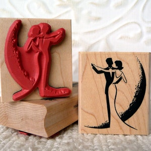 Danza de la luna, pareja bailando, sello de goma de oldislandstamps