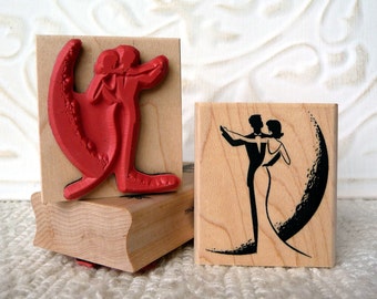 Moon Dance, Couple Dancing, rubber stamp from oldislandstamps