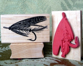 Fishing Fly Lure rubber stamp from oldislandstamps