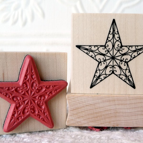 Curly Star rubber stamp from oldislandstamps