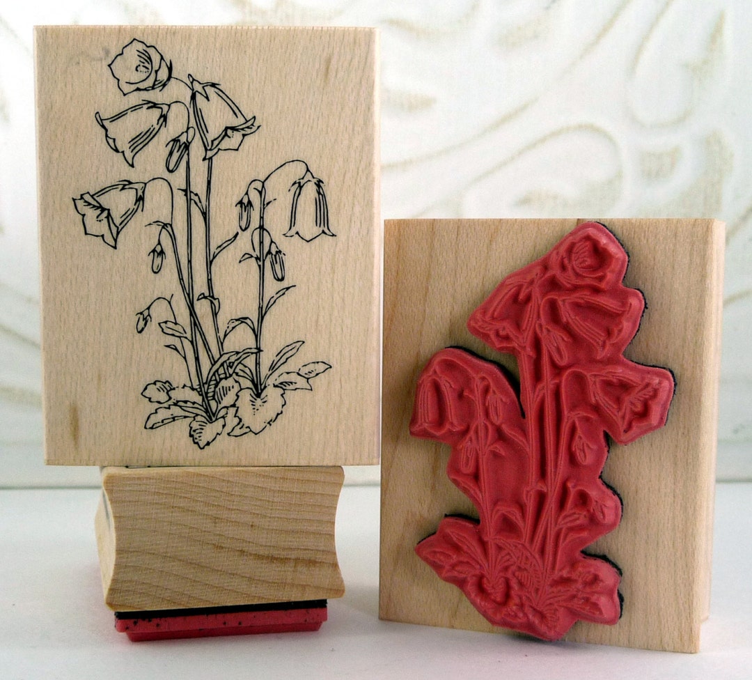 Bellflower Floral Rubber Stamp From Oldislandstamps Etsy