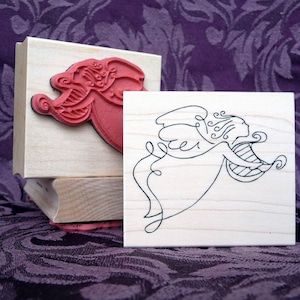Heavenly harpist Angel rubber stamp from oldislandstamps