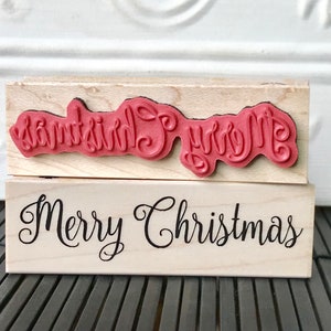 Merry Christmas script rubber stamp from oldislandstamps