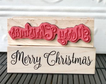 Merry Christmas script rubber stamp from oldislandstamps