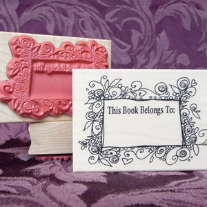Botanical Bookplate Rubber Stamp from oldislandstamps