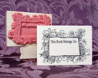 Botanical Bookplate Rubber Stamp from oldislandstamps