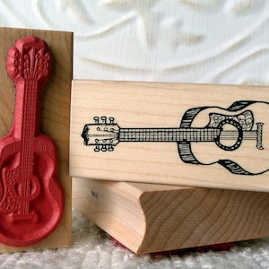 Guitar rubber stamp from oldislandstamps image 1