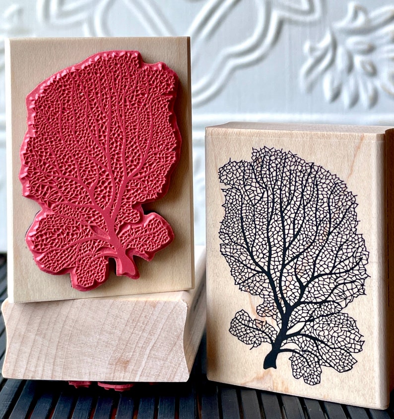 Lacey Sea Fan coral rubber stamp from oldislandstamps image 1