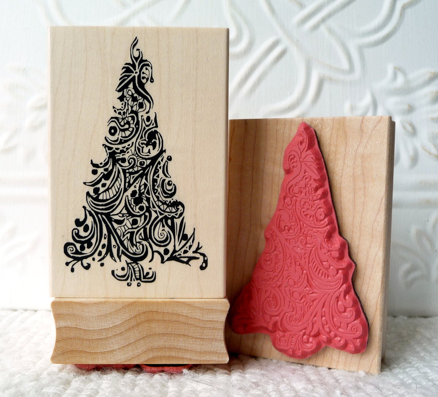 Mosaic Christmas Tree Rubber Stamp From Oldislandstamps Etsy