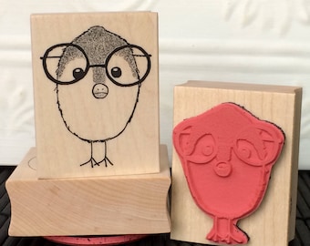 Sello de goma Nerd Bird de oldislandstamps