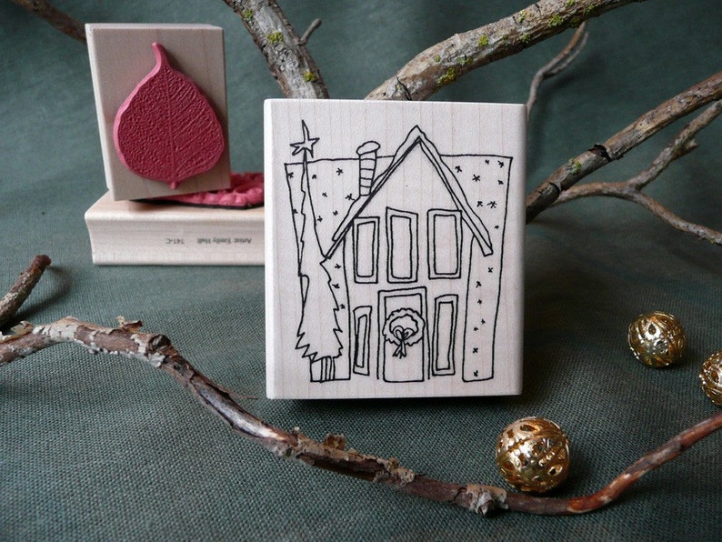 Holiday Home Christmas rubber stamp from oldislandstamps