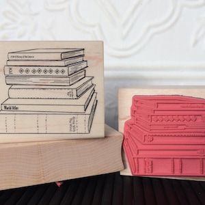 Stack of Books rubber stamp from oldislandstamps image 1