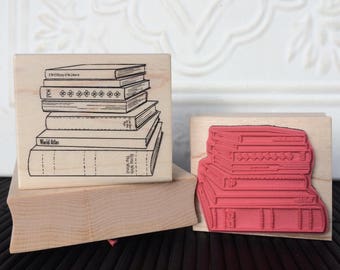 Stack of Books rubber stamp from oldislandstamps